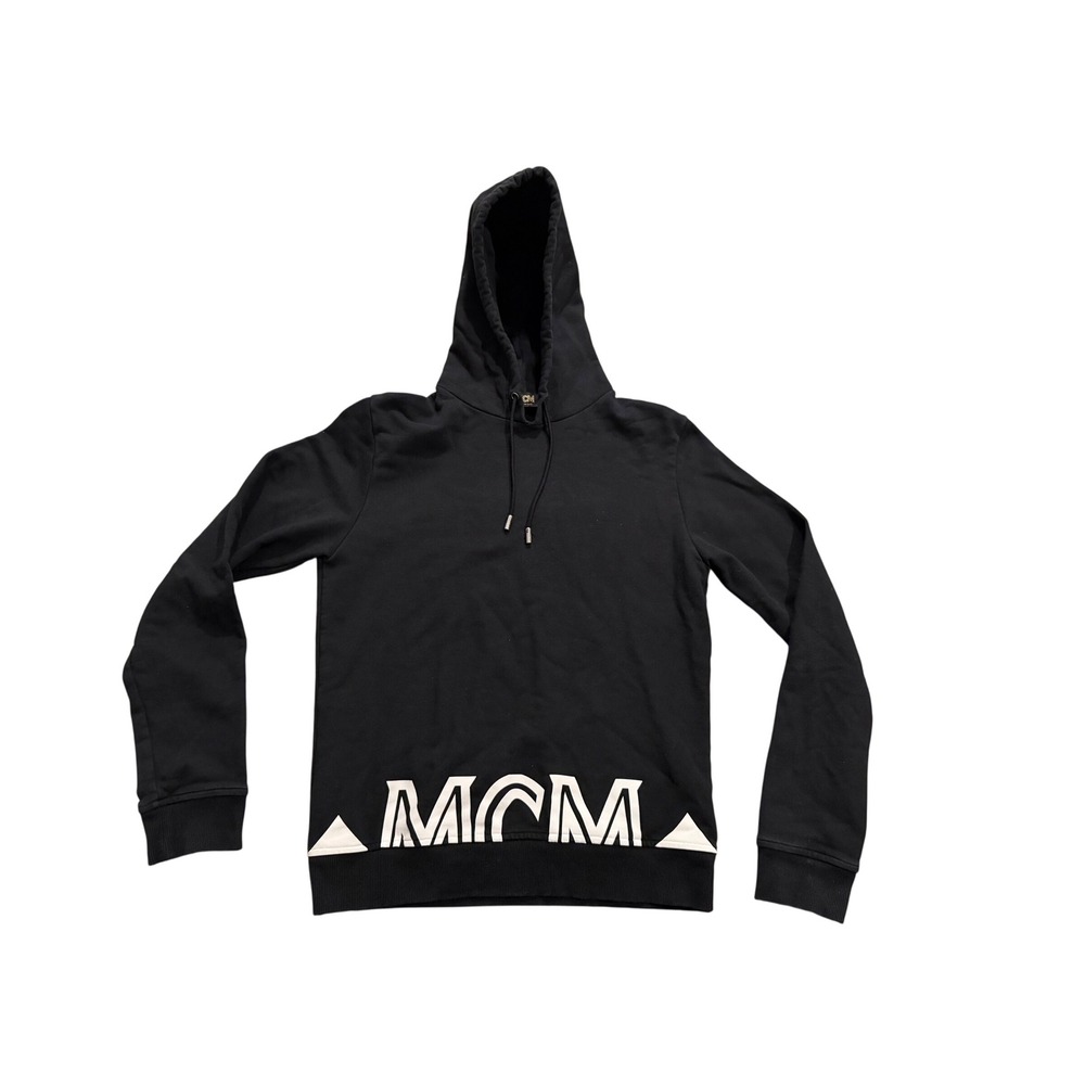 MCM Hoodie Mens Medium Black  Inverted Logo Graphic Streetwear Luxury